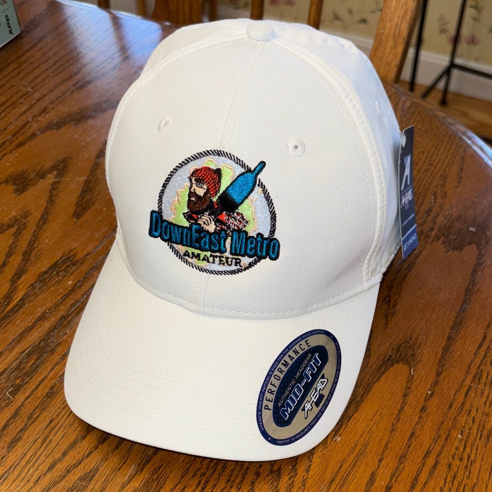 DownEast White Cap with Embroidered Design